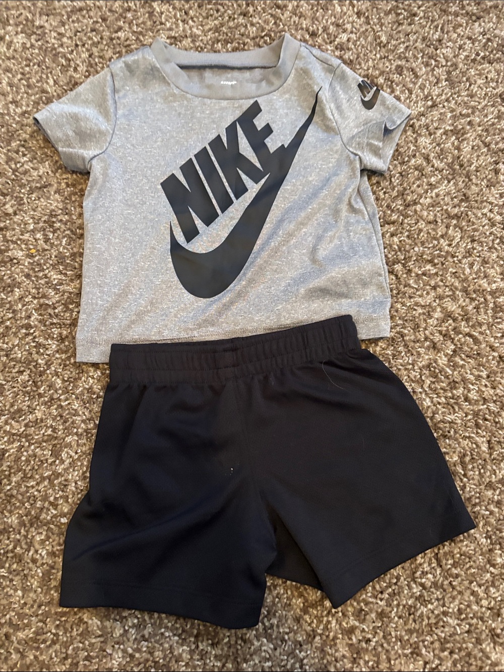 Nike Grey Tee with Black Logo & Black Athletic Shorts
